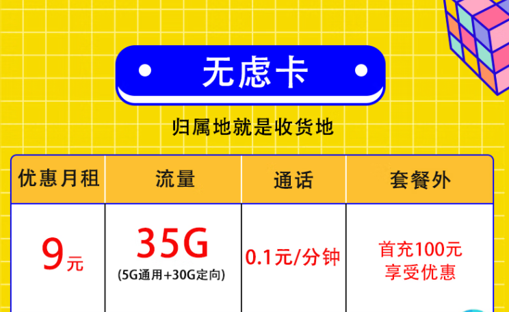 中國聯通9元流量卡 110G全國流量+100分鐘通話 可續約