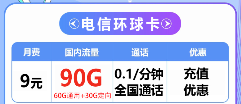 貴陽電信流量卡 充值立享100G大流量優惠長達一年無合約