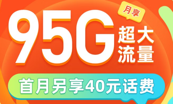 電信寶藏卡 29元享95G超大流量 首月另享40元話費 支持超100款APP