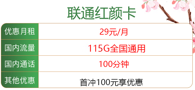 打游戲追劇首選聯通紅顏卡 首沖100享優惠 29元115G全國通用流量+100分鐘通話