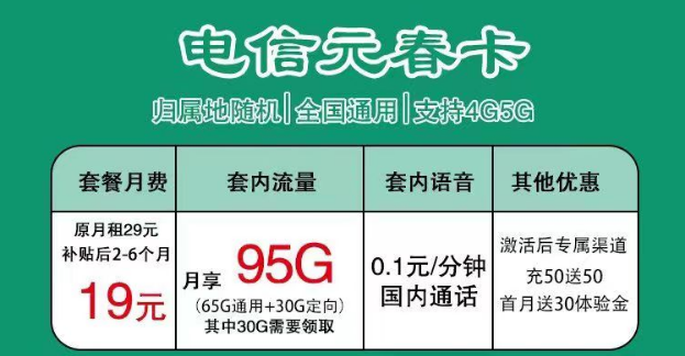 電信19元純流量卡套餐推薦 元春卡、錦鯉卡19元大流量不限速全國通用