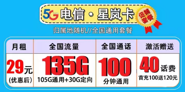 超優秀的流量套餐|電信星嵐卡29元135G流量+100分鐘|19元迎春卡|首月0元用