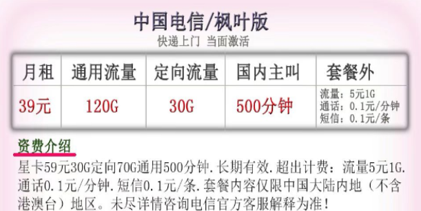 電信楓葉版套餐|超多流量130G、180G全國可用+500分鐘免費通話|短期優惠套餐