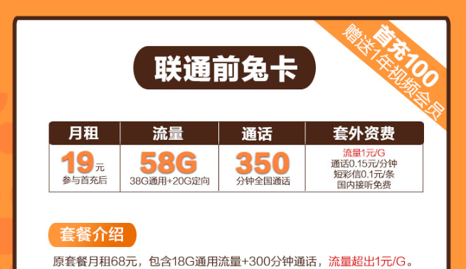 前兔如意卡！29元100G流量卡推薦|聯通前兔卡、聯通如意卡|免費申請包郵！