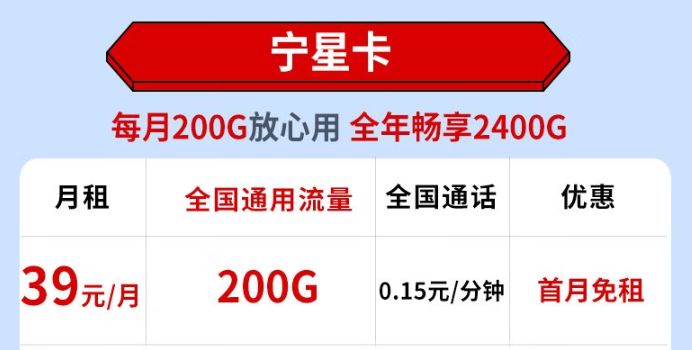 電信寧星卡怎么樣？200G通用流量不限速+首免+免費領取！